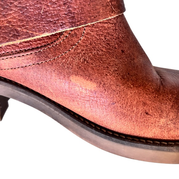 Freebird by Steven Tan/Brown Leather Block Heel Zipper Ankle Boots 8 - Picture 5 of 11